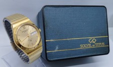 Vtg 1990s Solvil et Titus Panther Gold Plated Quartz Watch & Box Spares Repair