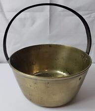 Lovely Antique Heavy Brass Jam Pan/Kettle, Forged Iron Handle, Cooking Pot, VGC