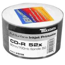 50 x Ritek Traxdata 52x Full Face White Inkjet Printable Blank CD-R CDR Discs