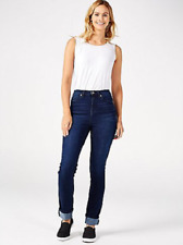 Diane Gilman 5 Pocket Cuffed Straight Leg Jeans Indigo Size 28