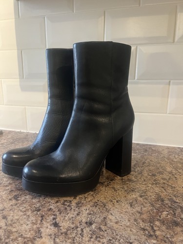 Zara black leather - black, boots