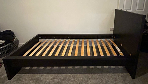 Black wooden single - bed, frame