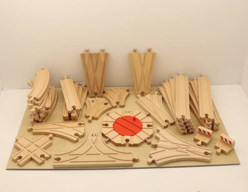 Wooden train track piece - wooden,