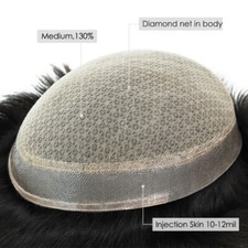 Mens Toupee Silk Lace Human