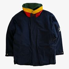 Vintage 90s Men's Nautica Padded Navy Sailing Jacket With Foldable Hood, Retro