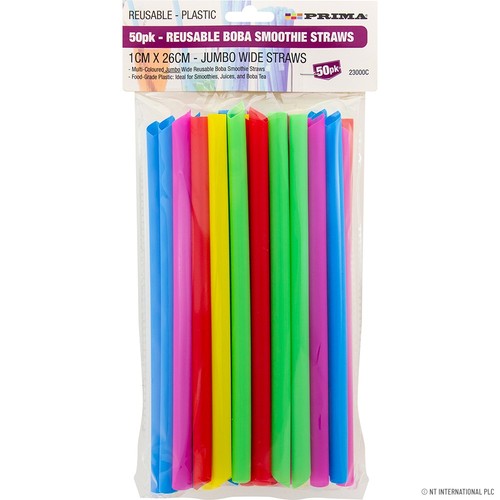 50x plastic smoothie straws - 50x,