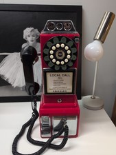Crosley Red 1957 Retro Pay Phone Replica With Coin Bank And Key  Works
