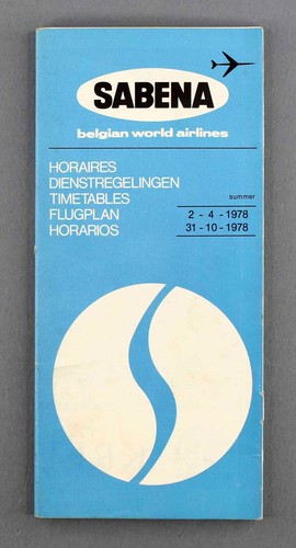 Sabena timetable summer 1978 - timetable,