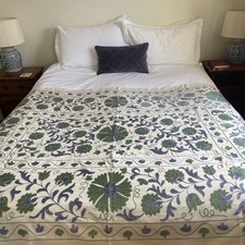 Silk Embroidered suzani - pale