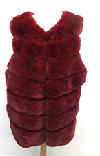 FRANK USHER Size L Women's Dark Red Faux Fur Gilet / Waistcoat. Pre Loved