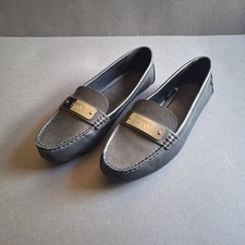 DKNY Women’s Black Loafers UK 8 Slip On Flat Shoes Logo Detail Smart Casual