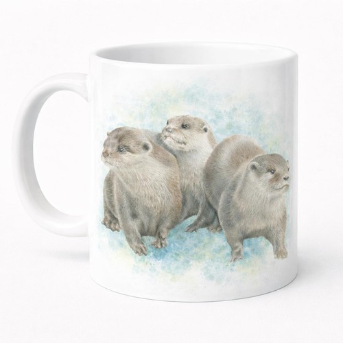 Otters watercolour mug brew - watercolour,