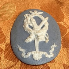 Blue Jasperware Medallion - Laurel Wreath - Possibly Wedgwood But No Marking