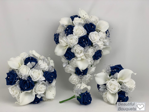 Wedding bouquets flowers navy - wedding,