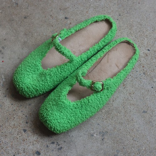 Lime green teddy mary jane - green,