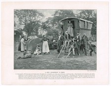 Gipsy Encampment In Essex Gypsy Antique Old Picture Print 1897 TQE#132