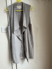 River Island Grey Sleeveless Waterfall suede look Waistcoat jacket Size 10