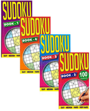Set Of 4 Sudoku Number Puzzle Slim Books 100 Each Travel Book Adult Brain Game