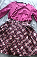Burgundy Tartan Dress, Hat &