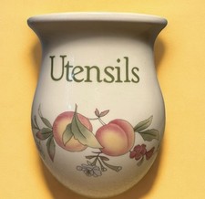 Vintage Clover Leaf Peaches & Cream Utensils Jar Canister Kitchen 1990’s