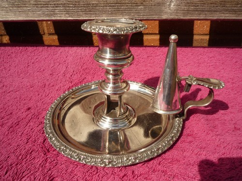 Antique silver plated chamber - antique,