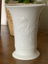 Vintage A K KAISER Germany White Bisque TRUMPET VASE Floral Basket