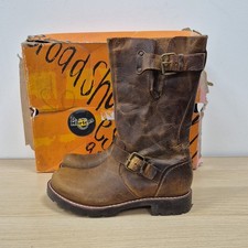 Dr Martens Vintage Onyx Biker Engineer Distressed Brown Mid Calf Boots Size Uk 6