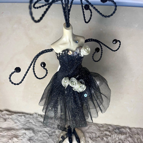 Black white metal dress form - dress,