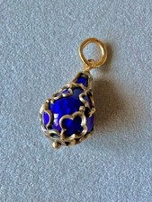 ANTIQUE VICTORIAN / EDWARDIAN 15ct GOLD GUILLOCHE ENAMEL DROP PENDANT CHARM 2.7g