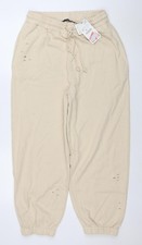 Zara women beige cotton jogger - beige,