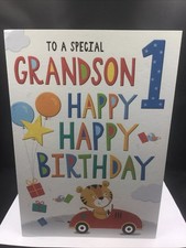 1ST GRANDSON BIRTHDAY CARD 9"