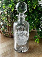 Vintage Etched Glass Decanter Horseback Lady Scene Webb Corbett Style