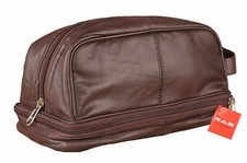 Large Real Leather WASH BAG