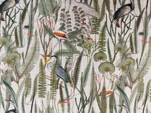 Tropical cranes linen - tropical,