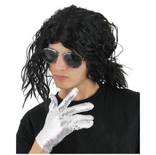 BLACK CURLY RELAXED AFRO WIG 1980S POP ROCK STAR FANCY DRESS COSTUME ACCESSORY