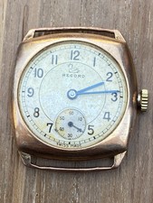 Antique Vintage Record 9k Rose Gold Watch Cushion Tank Trench Military Not Scrap