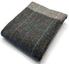 Grey Teal Wool Fabric Check