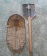 WW2 us army genuine E Entrenching tool with case. tan webbing.
