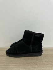 MINNETONKA UNISEX ADULTS BLACK SUEDE PULL ON SNUGG ANKLE BOOTS UK 8 EUR 42 BT243