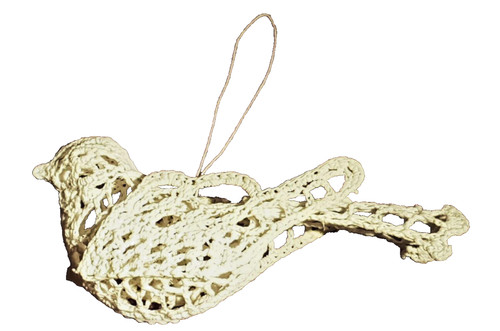 Handmade crochet dove ornament