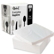 Select White Paper Napkins - Pack of 100 2Ply Disposable Table Serviette Napkins