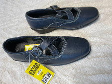 Pavers Women Navy Blue Leather Semi Wedge Mary Jane Shoes UK size 3 BNWT