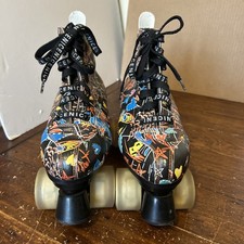 Roller Skates Light Up Wheels Graffiti High-top Leather Women size 38
