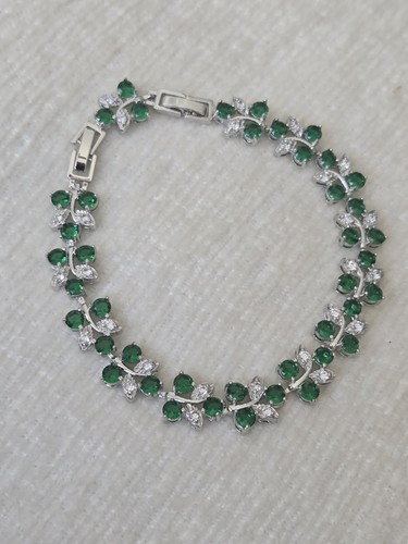 Green white cz sterling - white,