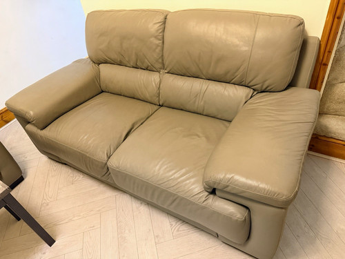 Dfs grey leather seater - grey, 3
