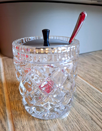 Vintage cut glass jam pot - cut,