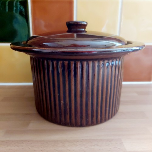 Vintage brown glazed stoneware - glazed,