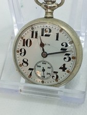 Antique Elgin 7 Jewel Pendant Watch, Nickel Silver Case, Working Condition.