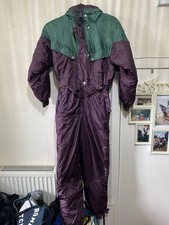 Ski Street Women's One Piece Ski Snowboarding Suit Size Medium Green And Purple