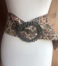 Vintage CARPET BAG Wide Belt Tapestry UK LRG Buckle